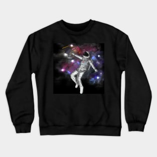 Astronaut Grabbing Art Supplies Crewneck Sweatshirt